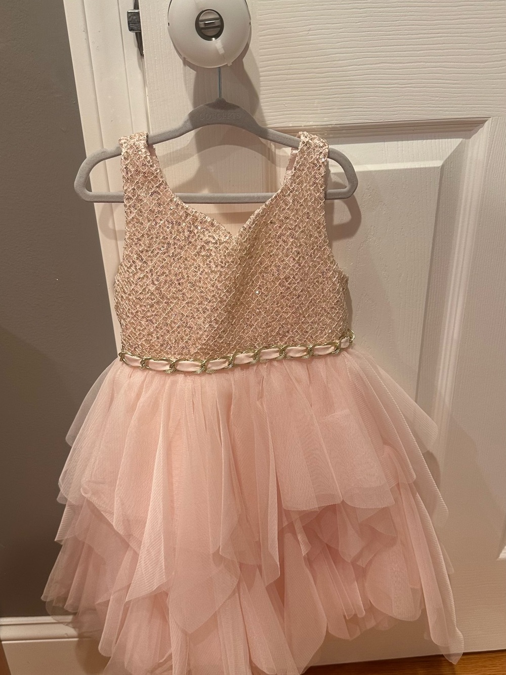 Kids Sparkle Tulle Party Dress in Light Blush
